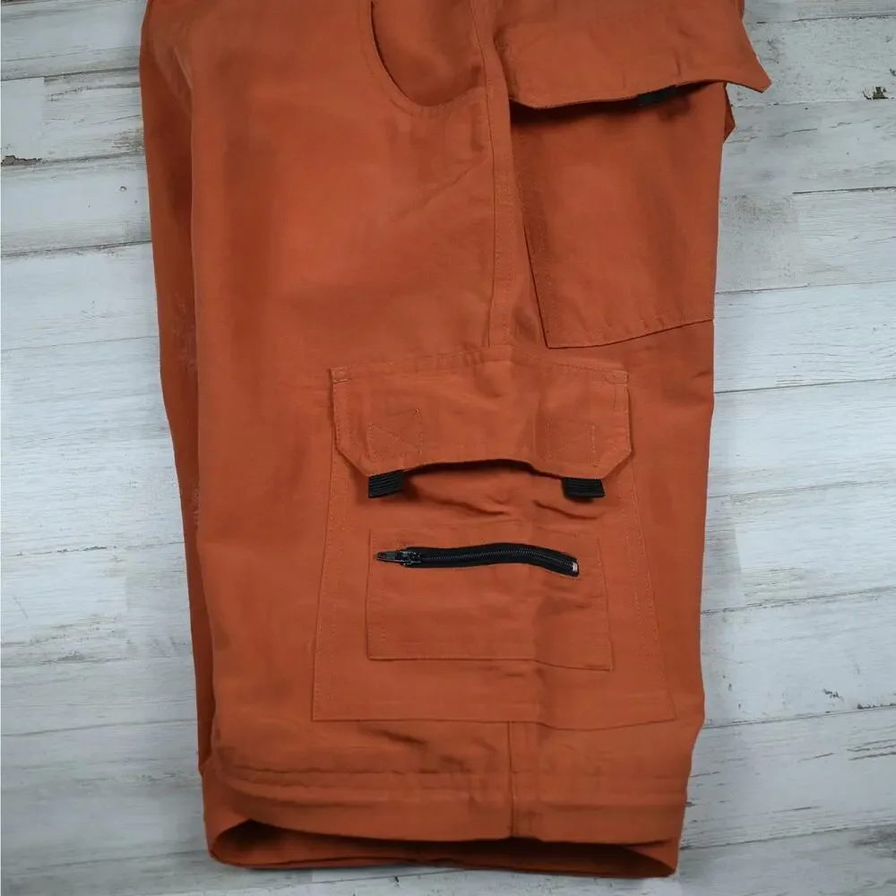 Vintage Lee Pipes Cargo Shorts Boys 14 Orange Skater Gorpcore Tech Wear 90s Y2K